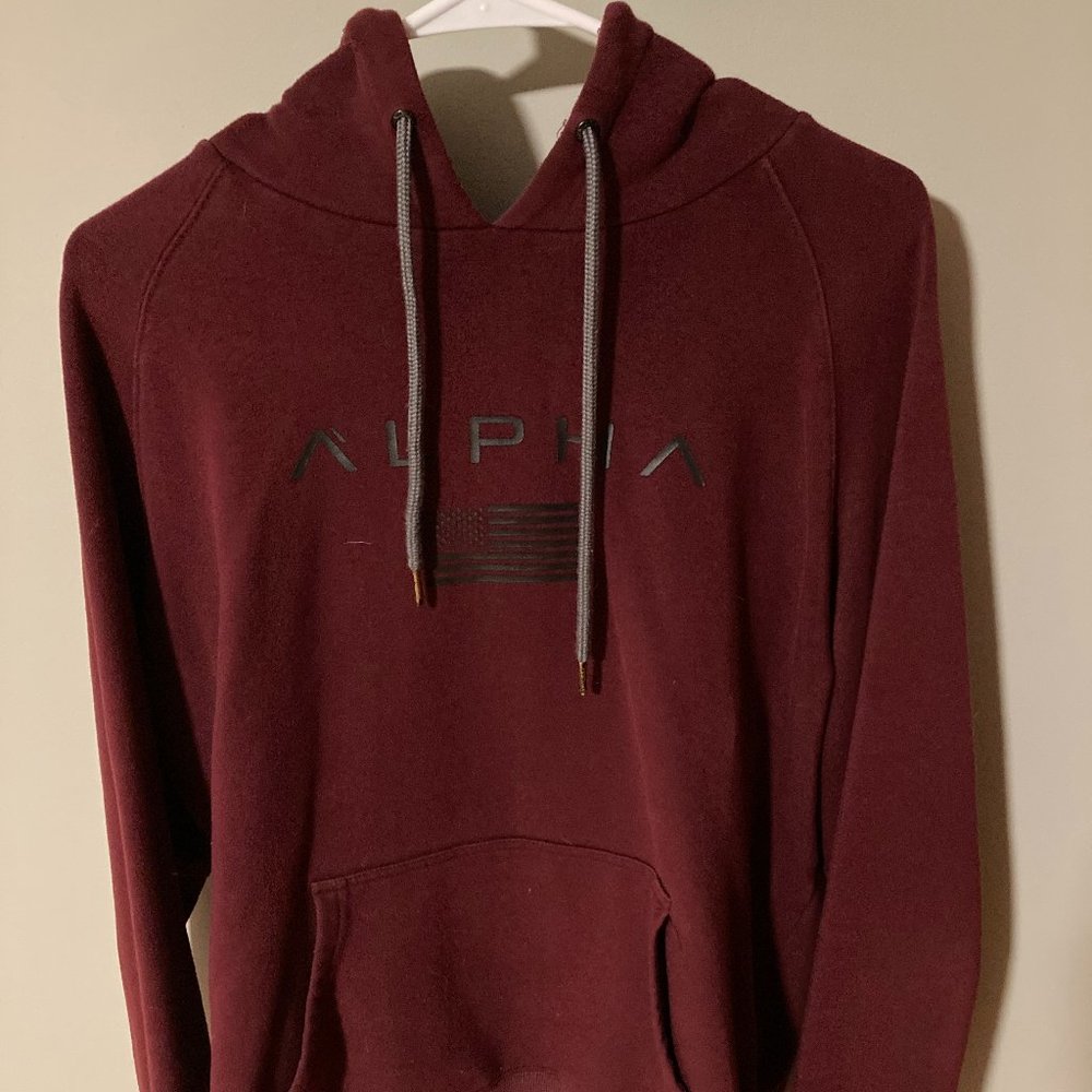 Men's Alpha Flag Hoodie Red Black Large